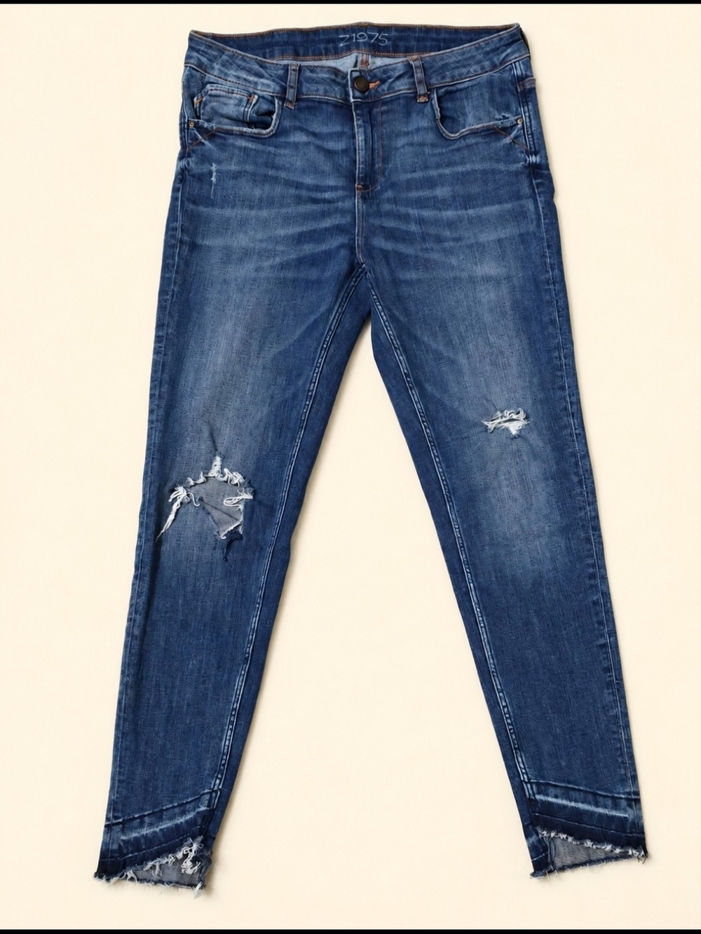 Zara Blue Distressed Skinny Jeans Z1975